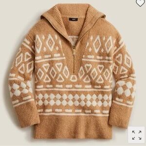 EUC J.Crew Women’s Relaxed half-zip sweater in geometric knit